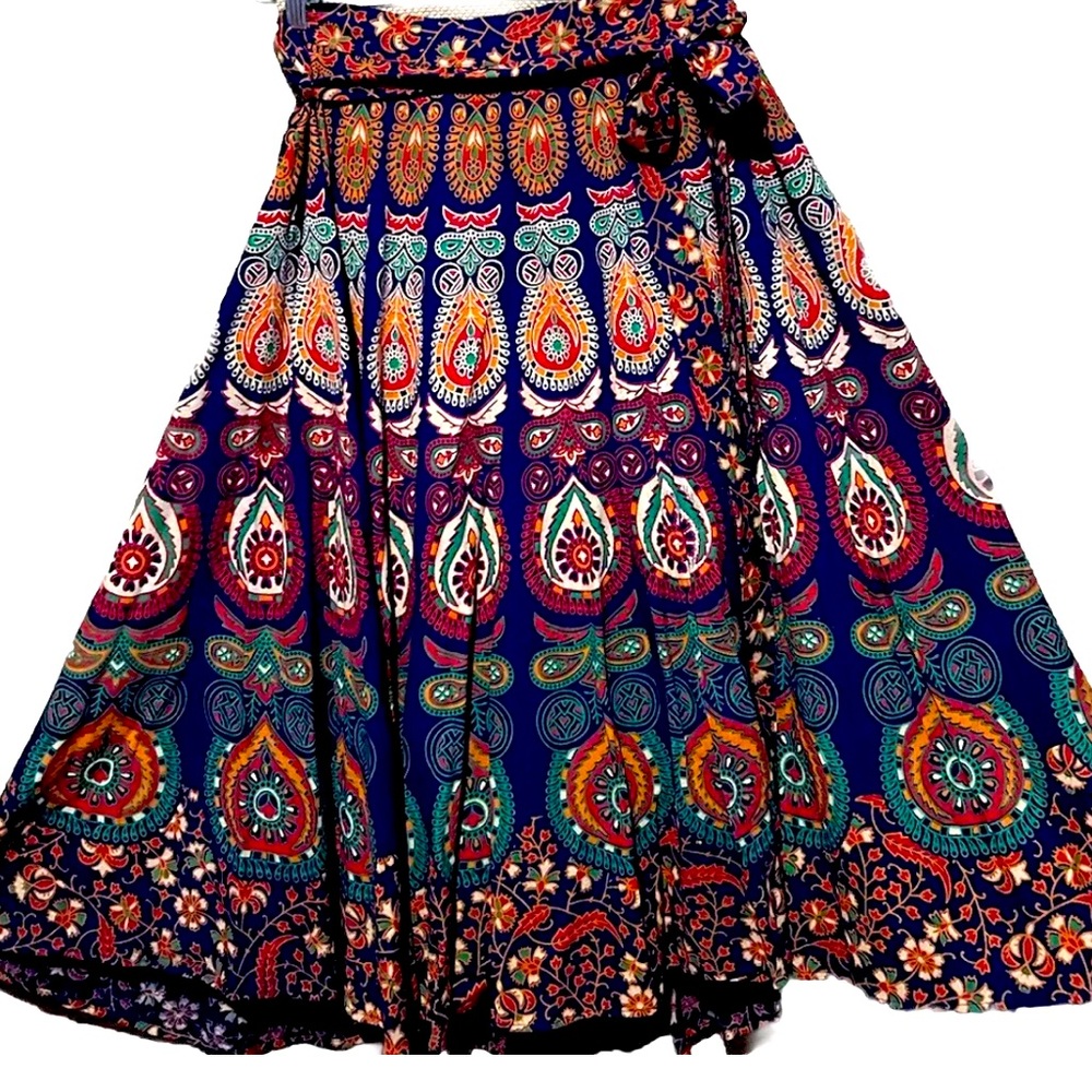 Beautiful Skirt OS India Cotton Boho Hippie Side Tie Wrap Style Fairycore Whimsy